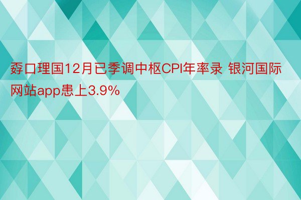 孬口理国12月已季调中枢CPI年率录 银河国际网站app患上3.9%